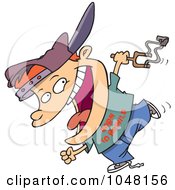 Poster, Art Print Of Cartoon Boy Carrying A Slingshot
