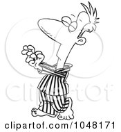 Royalty Free RF Clip Art Illustration Of A Cartoon Black And White Outline Design Of A Man Sleep Walking