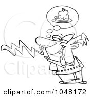 Royalty Free RF Clip Art Illustration Of A Cartoon Black And White Outline Design Of A Guy Smelling Pie by toonaday