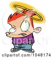 Royalty Free RF Clip Art Illustration Of A Cartoon Boy With A Slipping Halo by toonaday