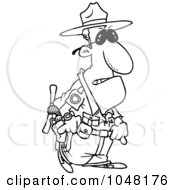Poster, Art Print Of Cartoon Black And White Outline Design Of A Mad Cop