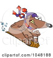 Poster, Art Print Of Cartoon Sledding Bear