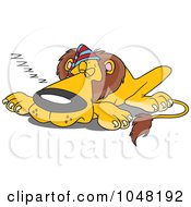 Royalty Free RF Clip Art Illustration Of A Cartoon Sleeping Lion Wearing A Cap by toonaday