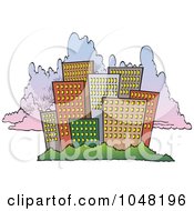 Poster, Art Print Of Cartoon City Skyline Against Clouds