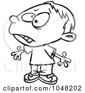 Poster, Art Print Of Cartoon Black And White Outline Design Of An Upset Boy