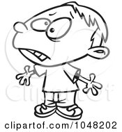 Royalty Free RF Clip Art Illustration Of A Cartoon Black And White Outline Design Of An Upset Boy