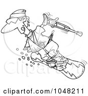 Poster, Art Print Of Cartoon Black And White Outline Design Of An Injured Snowboarder