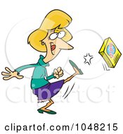 Royalty Free RF Clip Art Illustration Of A Cartoon Woman Kicking Software