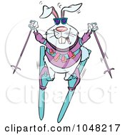 Royalty Free RF Clip Art Illustration Of A Cartoon Skiing Rabbit by toonaday