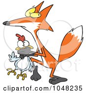Royalty Free RF Clip Art Illustration Of A Cartoon Fox Stealing A Chicken by toonaday