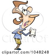Cartoon Sneezing Businesswoman Holding A Tissue