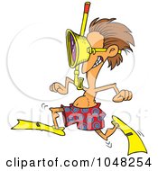 Royalty Free RF Clip Art Illustration Of A Cartoon Running Snorkeler