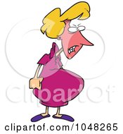 Royalty Free RF Clip Art Illustration Of A Cartoon Snarly Pregnant Woman by toonaday