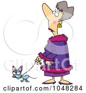 Royalty Free RF Clip Art Illustration Of A Cartoon Snotty Woman Walking Her Tiny Dog by toonaday