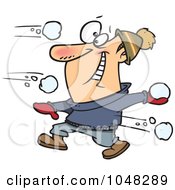Royalty Free RF Clip Art Illustration Of A Cartoon Guy In A Snowball Fight by toonaday