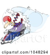 Poster, Art Print Of Cartoon Snow Chasing A Snowmobiling Guy
