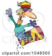Royalty Free RF Clip Art Illustration Of A Cartoon Snowboarder by toonaday