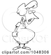 Royalty Free RF Clip Art Illustration Of A Cartoon Black And White Outline Design Of A Snarly Pregnant Woman by toonaday