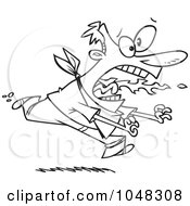Royalty Free RF Clip Art Illustration Of A Cartoon Black And White Outline Design Of A Man Eating Spicy Food