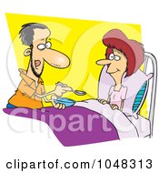 Poster, Art Print Of Cartoon Man Spoon Feeding His Wife