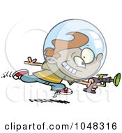 Cartoon Space Boy Using A Ray Gun