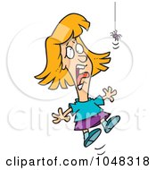 Royalty Free RF Clip Art Illustration Of A Cartoon Girl Screaming At A Spider by toonaday
