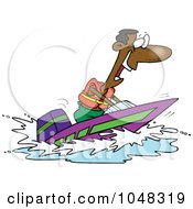 Poster, Art Print Of Cartoon Black Man On A Speed Boat