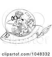 Poster, Art Print Of Cartoon Black And White Outline Design Of A Space Doctor