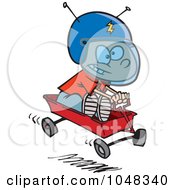 Poster, Art Print Of Cartoon Boy Pretending To Ride A Space Wagon