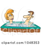 Cartoon Couple In A Hot Tub