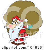 Poster, Art Print Of Cartoon Santa Carrying A Heavy Sack