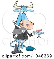 Royalty Free RF Clip Art Illustration Of A Cartoon Sophisticated Bull With Wine by toonaday