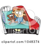 Poster, Art Print Of Cartoon Monster Scaring A Boy Under A Bed