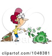 Royalty Free RF Clip Art Illustration Of A Cartoon Businesswoman Spending Cash