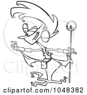 Royalty Free RF Clip Art Illustration Of A Cartoon Black And White Outline Design Of A Sorceress