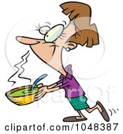 Royalty Free RF Clip Art Illustration Of A Cartoon Woman Carrying Soup