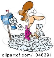Cartoon Woman In Spam Mail By A Mailbox
