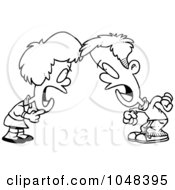 Poster, Art Print Of Cartoon Black And White Outline Design Of A Boy And Girl Having A Yelling Match