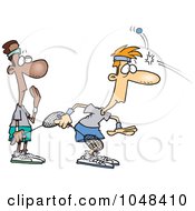 Poster, Art Print Of Cartoon Squash Ball Hitting A Player