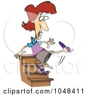Royalty Free RF Clip Art Illustration Of A Cartoon Woman Falling Down Stairs by toonaday