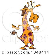 Poster, Art Print Of Cartoon Giraffe With Flower Spots