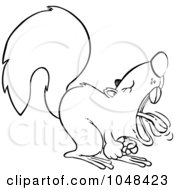Royalty Free RF Clip Art Illustration Of A Cartoon Black And White Outline Design Of A Screaming Squirrel