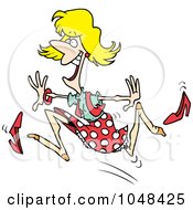 Poster, Art Print Of Cartoon Woman Running And Losing Her Shoes