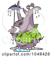 Poster, Art Print Of Cartoon Rhino Puncturing An Umbrella With His Horn