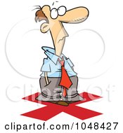 Poster, Art Print Of Cartoon Businessman Standing On An X