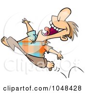 Royalty Free RF Clip Art Illustration Of A Cartoon Happy Springy Man Running Barefoot by toonaday