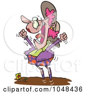 Royalty Free RF Clip Art Illustration Of A Cartoon Woman Excited Over A Sprout by toonaday