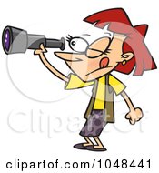 Royalty Free RF Clip Art Illustration Of A Cartoon Spying Woman