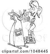 Royalty Free RF Clip Art Illustration Of A Cartoon Black And White Outline Design Of A Woman Exercising On A Stair Lord