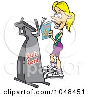 Poster, Art Print Of Cartoon Woman Exercising On A Stair Lord